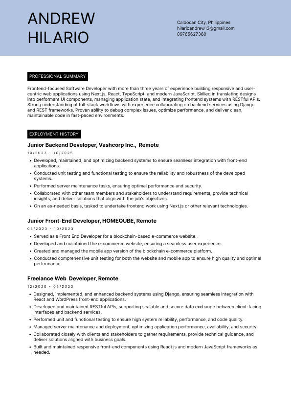 resume page 1
